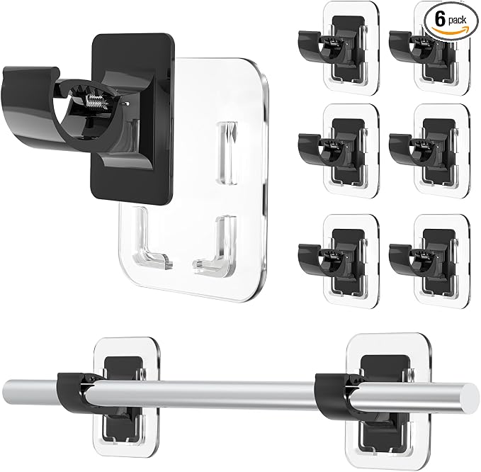 Detachable Adhesive Curtain Rod Holder-20LB, No Drill Curtain Rod Brackets | by JHCJHC