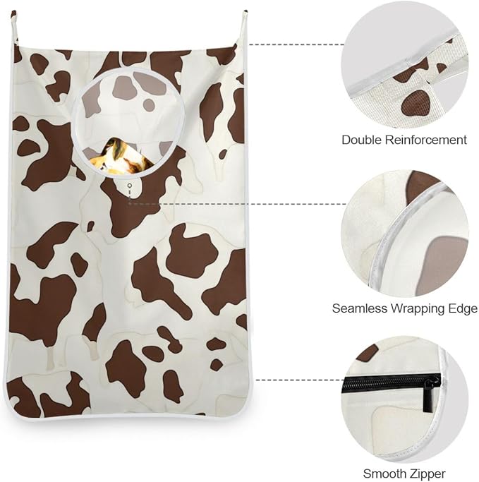 Hanging Laundry Hamper with Stainless Steel Hooks, Oxford Fabric Printing Door - Image 5