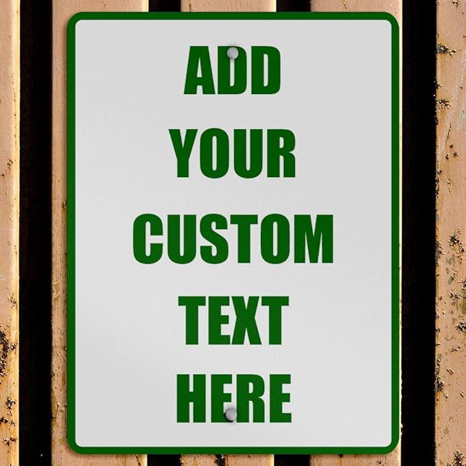 Aluminum Weatherproof Metal Sign Multiple Sizes Custom Personalized Text Here White Green Directions Vertical Street 9x12Inches