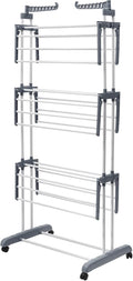 Clothes Drying Rack, 4-Tier Foldable Stainless Steel Drying Rack, Movable by Unknown