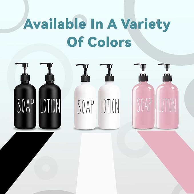 COHOSEGE Glass Soap Dispenser Set 2 Pack, 16 Oz Hand Soap Dispenser - Image 5