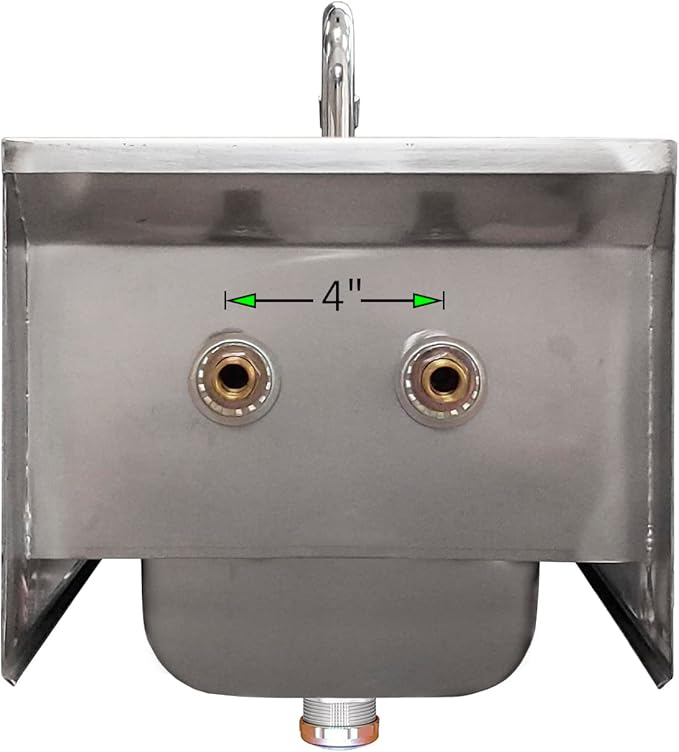 AmGood Stainless Steel Wall Mount Hand Sink with Faucet | Commercial Hand Washing Basin For Restaurant, Kitchen | NSF. (12" x 12" with Sidesplash)