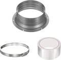 PATIKIL 5 Inch Duct Connector Flange, Galvanized Iron Straight Pipe Flange Interface Air Duct Connector with Clamp for Air Heating Cooling Ventilation HVAC System, Silver
