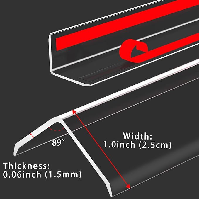 Gaahing 4Pcs Peel and Stick Clear Corner Guards, Self-Adhesive L-Shaped Outside Corner Shield for Wall Edge Furniture Door Frame Protector Bumper (2.9ft x 1.0in)