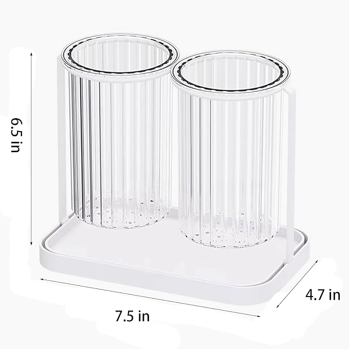 Toothbrush Holders with Drain Tray, 2 Slots Hanging Toothbrush and Toothpaste - Image 6