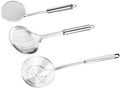 Tenta tenta kitchen Solid Stainless Steel Spider Strainer Skimmer Ladle for Cooking and Frying, Kitchen Utensils Wire Strainer Pasta Strainer Spoon Hot Pot Fat Skimmer Spoon Set of 3