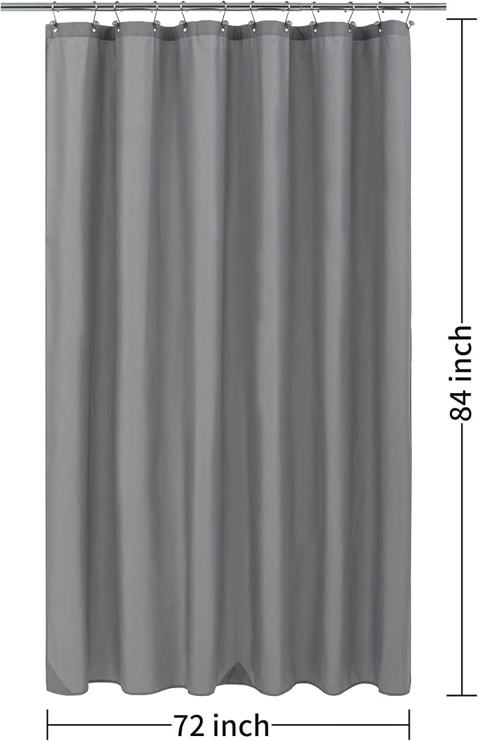 ALYVIA SPRING Extra Long Waterproof Fabric Shower Curtain Liner Grey - Image 7