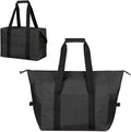 Reusable Insulated Grocery Picnic Cooler Bags with Zipper, Thermal Tote Shopping Bags for Travel, or Lunch, Camping, Beach Food Frozen, Black