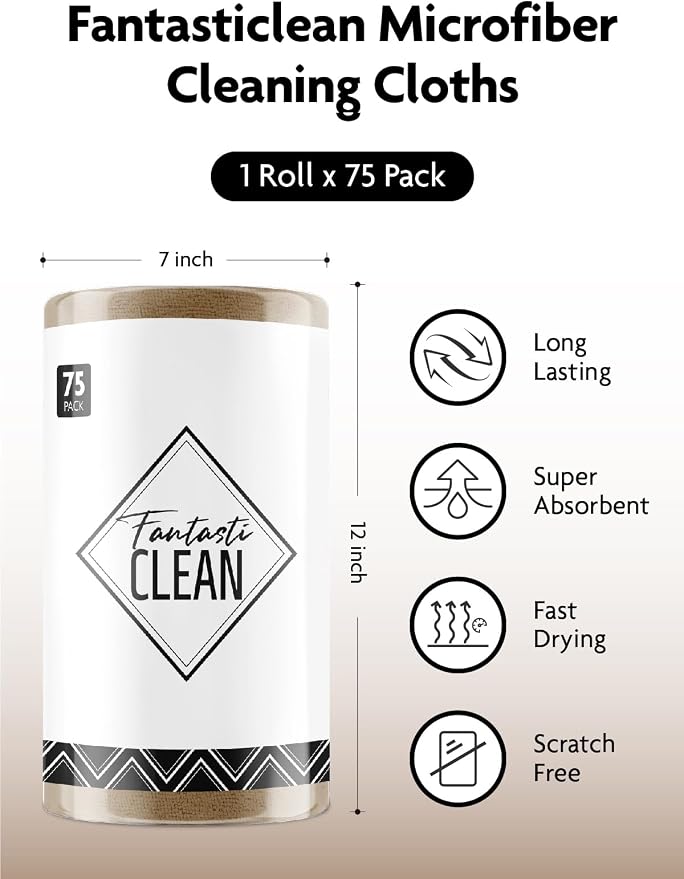 Fantasticlean Microfiber Cleaning Cloth Roll- 75 Sheets, Tear-away Microfiber - Image 9
