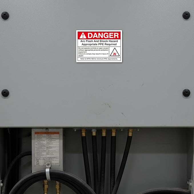 100 PCS DANGER Arc Flash and Shock Hazard Label - 3.5 x 5 Black & Red Electrical Safety Warning Decal High Performance Polyester Safety Sticker Signs for the Workplace