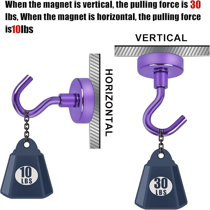 DIYMAG Magnetic Hooks 20pcs 30lbs Cruise Essentials 2026 Magnet Hook Purple - Image 4