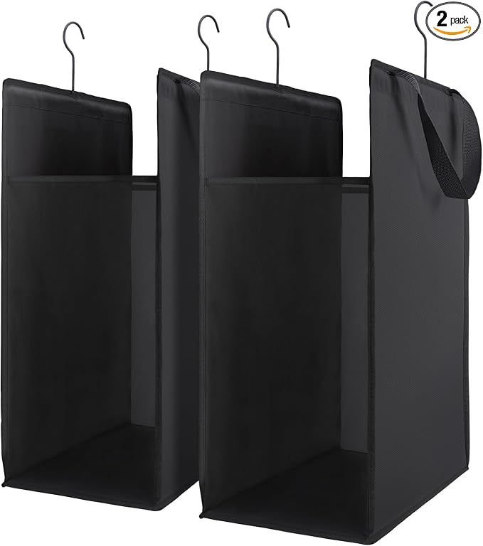 FENTEC Hanging Laundry Hamper，2 Pack Black Hanging Laundry Basket by Fentec
