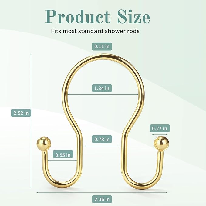 Shower Curtain Hooks, Stainless Steel Shower Curtain Hangers, Minimalist Shower - Image 5