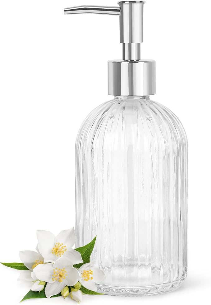 Topsky Stripe Glass Soap Dispenser by HomeandKitchenNO1