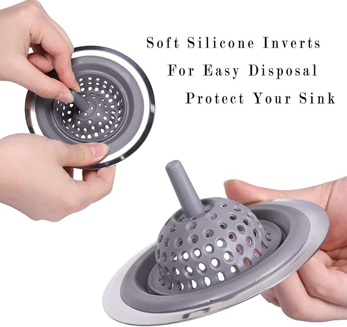2 Pack Kitchen Sink Drain Strainer Silicone Stainless - Image 7