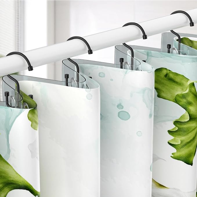 Shower Curtain Hooks, Shower Curtain Rings, Durable Rust Proof Black Shower - Image 2