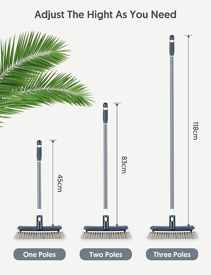 Floor Scrubber with Long Handle, 2 in 1 Scrubbing Brush Stiff Bristle Shower - Image 6