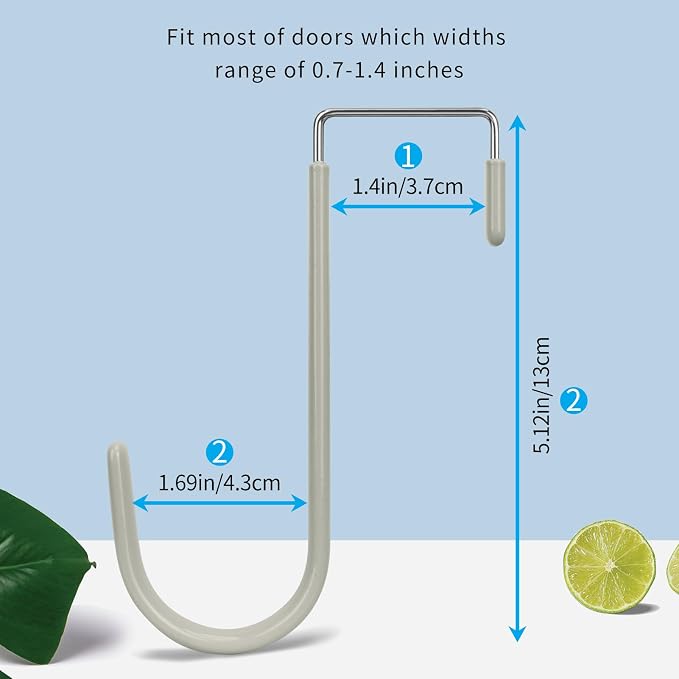 FYY Over the Door Hooks, Single-Hanger 4 Pack, Fits Doors 1 3/8" Grey | Heavy - Image 2