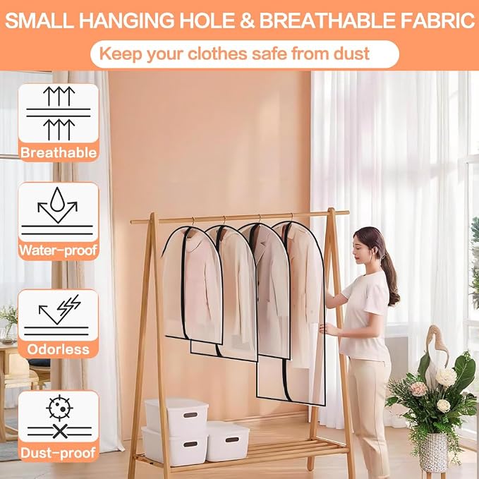 Garment Bags for Hanging Clothes Travel Clothing Suit Bags for Closet Storage - Image 6