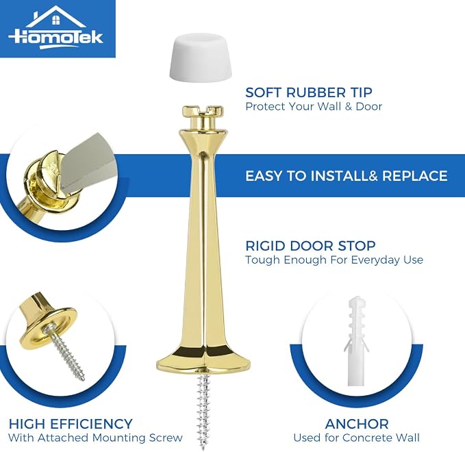 HOMOTEK 3 Pack Heavy Duty Solid Rigid Door Stop - Image 3
