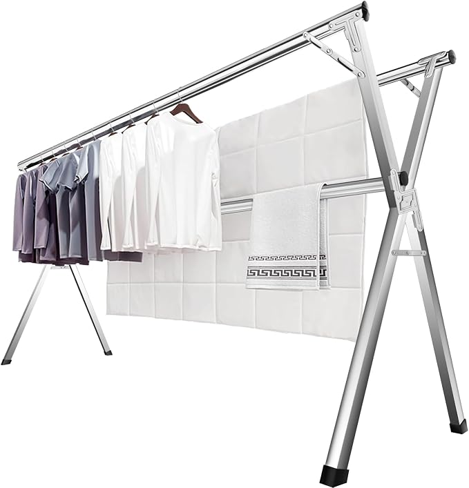 63 Inches Clothes Drying Rack, Drying Rack Clothing Folding Indoor Outdoor by JAUREE