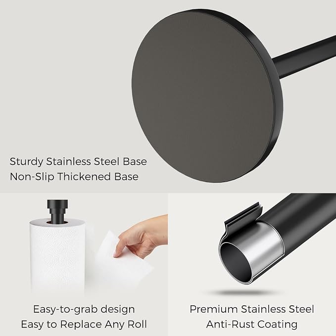 Black Paper Towel Holder Countertop, Freestanding Paper Towel Stand - Image 6