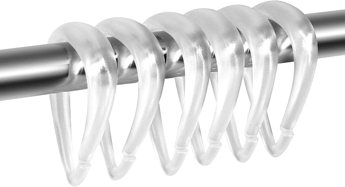 Top-spring Clear Shower Curtain Hooks 12Pcs Drop Shaped Hooks by Top-spring
