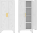 61" Tall Pantry Cabinet, White Metal Pantry Storage Cabinet, Kitchen Pantry Storage Cabinets with 2 Door and 3 Adjustable Shelves (White, 61" Modern)