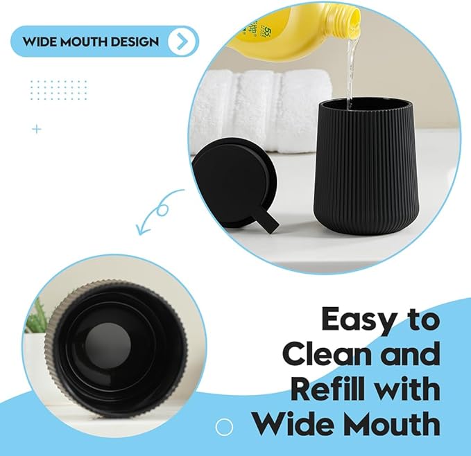 YAUKPH Striped Liquid Hand Soap Dispenser Black | - Image 5