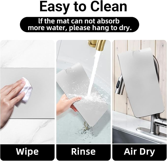 LOPNUR Cuttable Faucet Mat for Kitchen Sink, Long 24x5.5 Inch, Light Grey | - Image 9