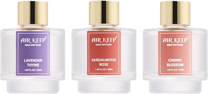 Reed Diffuser Set of 3, Lavender Thyme Sandalwood Rose Cherry Blossom Oil Reed - Image 8