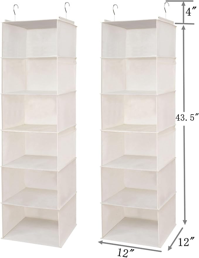 6 Shelves Hanging Closet Organizer, 2 Pack Hanging Storage - Image 3