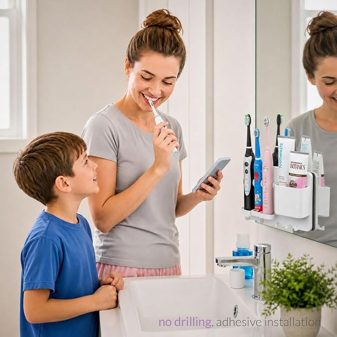 simpletome Adhesive Electric Toothbrush Holder Wall Mounted | no drilling - Image 3