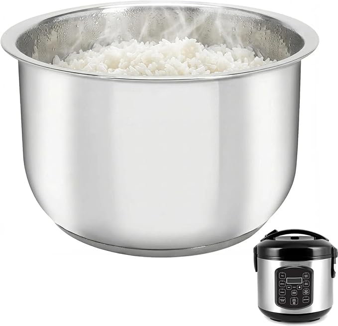 Rice Cooker Replacement Pot, Compatible with AROMA-ARC-954SBD and ARC-914SBD 4-Cup, 304 Stainless Steel for Everyday Home Cooking, Durable Easy-Clean Design