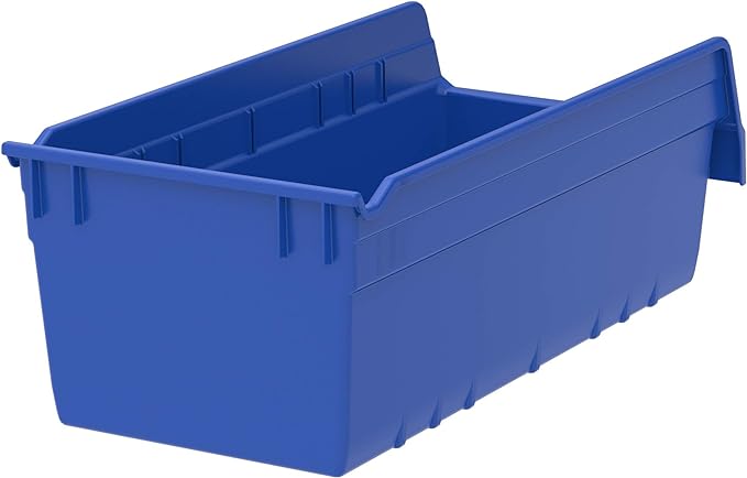 Akro-Mils 30088 ShelfMax Plastic Nesting Shelf Bin Box, 18-Inch L by 8-Inch W by 6-Inch H, Blue, Case of 8