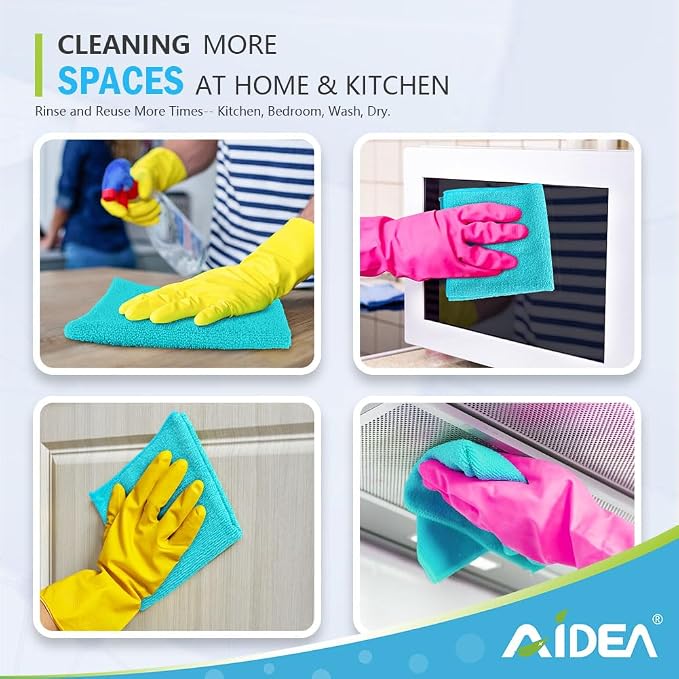 AIDEA Blue Microfiber Cleaning Cloth-12PK, Cleaning Rags 12"x 12" Absorbent | - Image 7