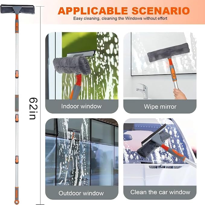 Professional Window Squeegee Cleaner, 2 in 1 Shower Squeegee - Image 4