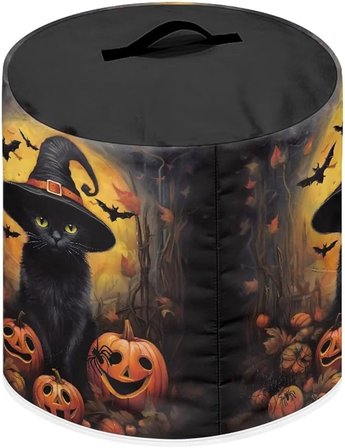 Pressure Cooker Cover for 8 Quart Air Fryer Accessories, Stain Resistant Electric Appliance Cover with Pockets for Halloween Decoration, Black Cat Witch Pumpkin