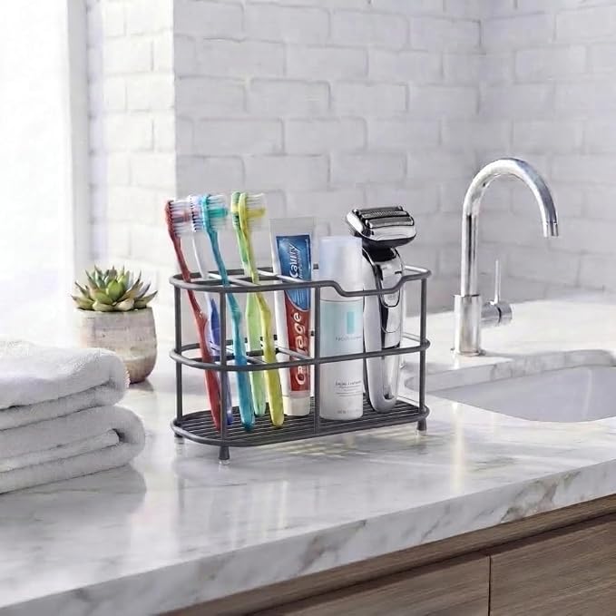 Bathway Toothbrush Holder for Bathroom, 6.9"L x 3.4"W x 4"H, Matte Gray - Image 5