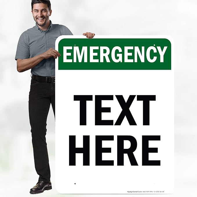 Custom Emergency Sign, OSHA Sign, 36x48 Inches, Rust Free DiBound, Fade Resistant, Made in USA by My Sign Center