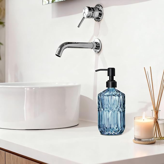 COHOSEGE 17 Oz Blue Glass Kitchen Soap Dispenser - Image 5