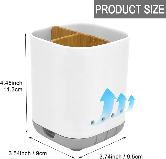 Toothbrush Holder with Bamboo Divider, Detachable - Image 6