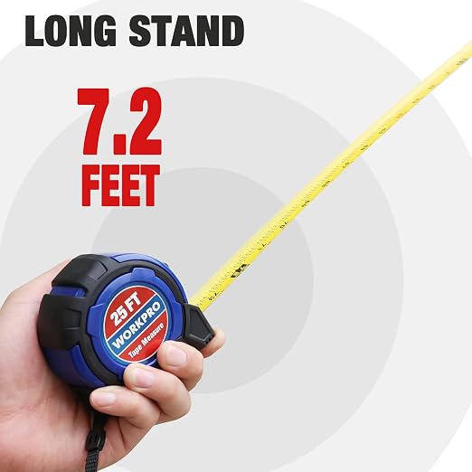 WORKPRO 25FT Tape Measure, 1/8 Fractions Easy Read Measuring Tape - Image 3