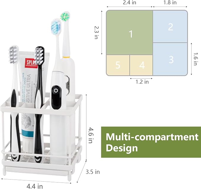 Electric Toothbrush Holders for Bathrooms Toothpaste Organizer, Removable - Image 6