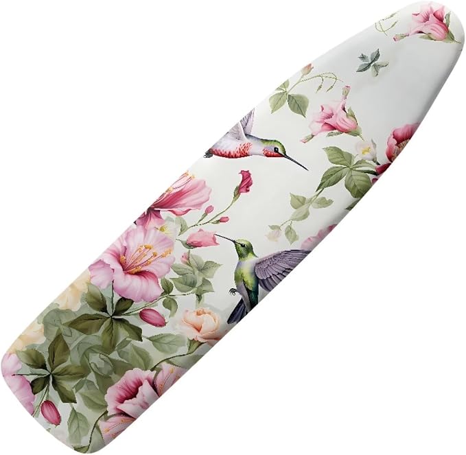 Hummingbird Floral Ironing Board Cover Standard Size 15x54, Thick Padding by Hinthetall