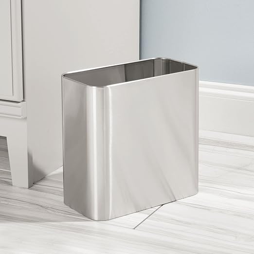 mDesign Small Metal 2.4 Gallon/9 Liter Trash Can Wastebasket Garbage Bin - Image 3