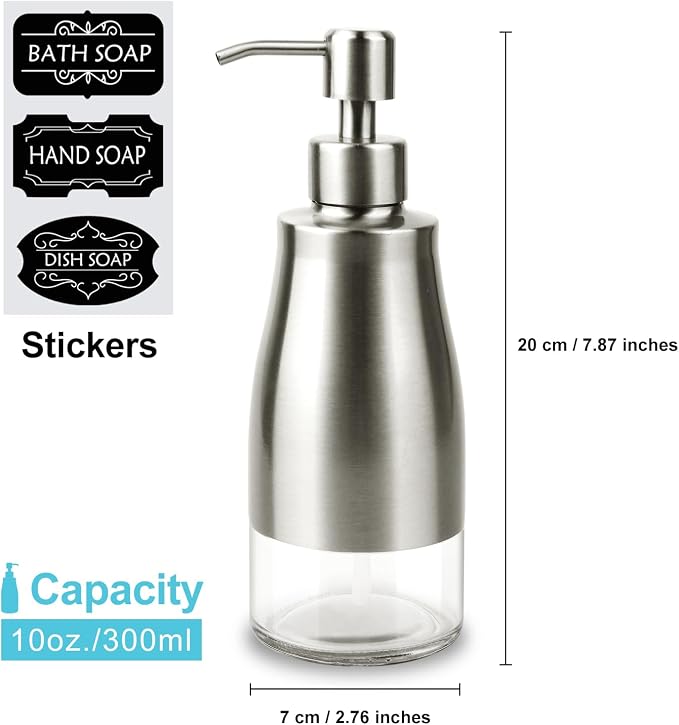 AUMIO 2-Pack Soap Dispenser Set, Brushed Nickel & Black - Image 2
