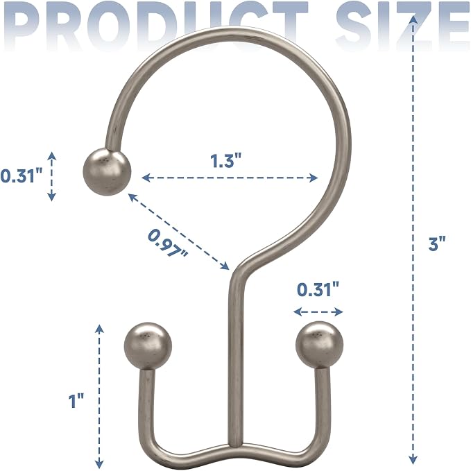 Titanker Shower Curtain Hooks Rings, Rust Resistant Metal Minimalist Simple - Image 3