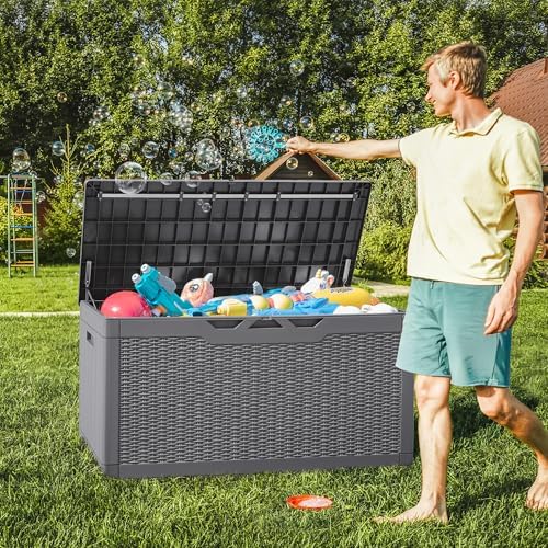 Greesum 100 Gallon Resin Deck Box Large Outdoor Storage - Image 6