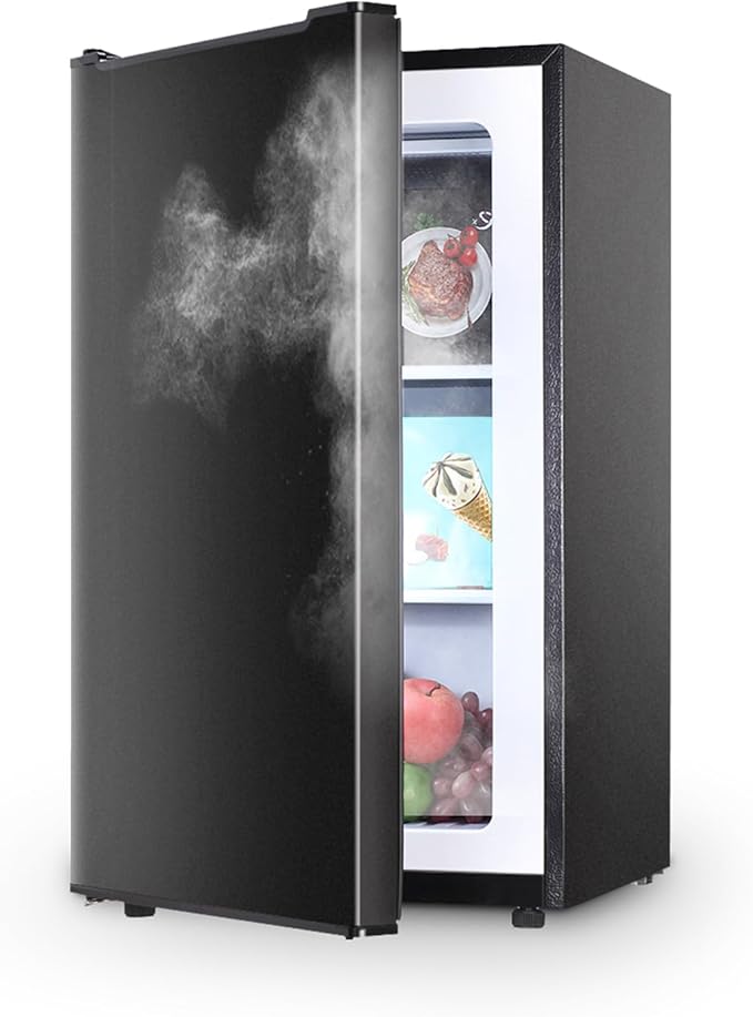 Black Upright freezer 3.5 Cu.ft, Compact Mini Freezer with Stainless Steel Reversible Door, 3 Adjustable Thermostat(23°F to -13°F), Quiet Stand Up Freezer for Apartment/Bedroom